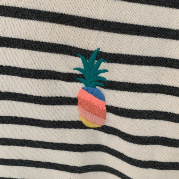 Old navy size large black white striped crew neck sweatshirt rainbow pineapple - Picture 2 of 5